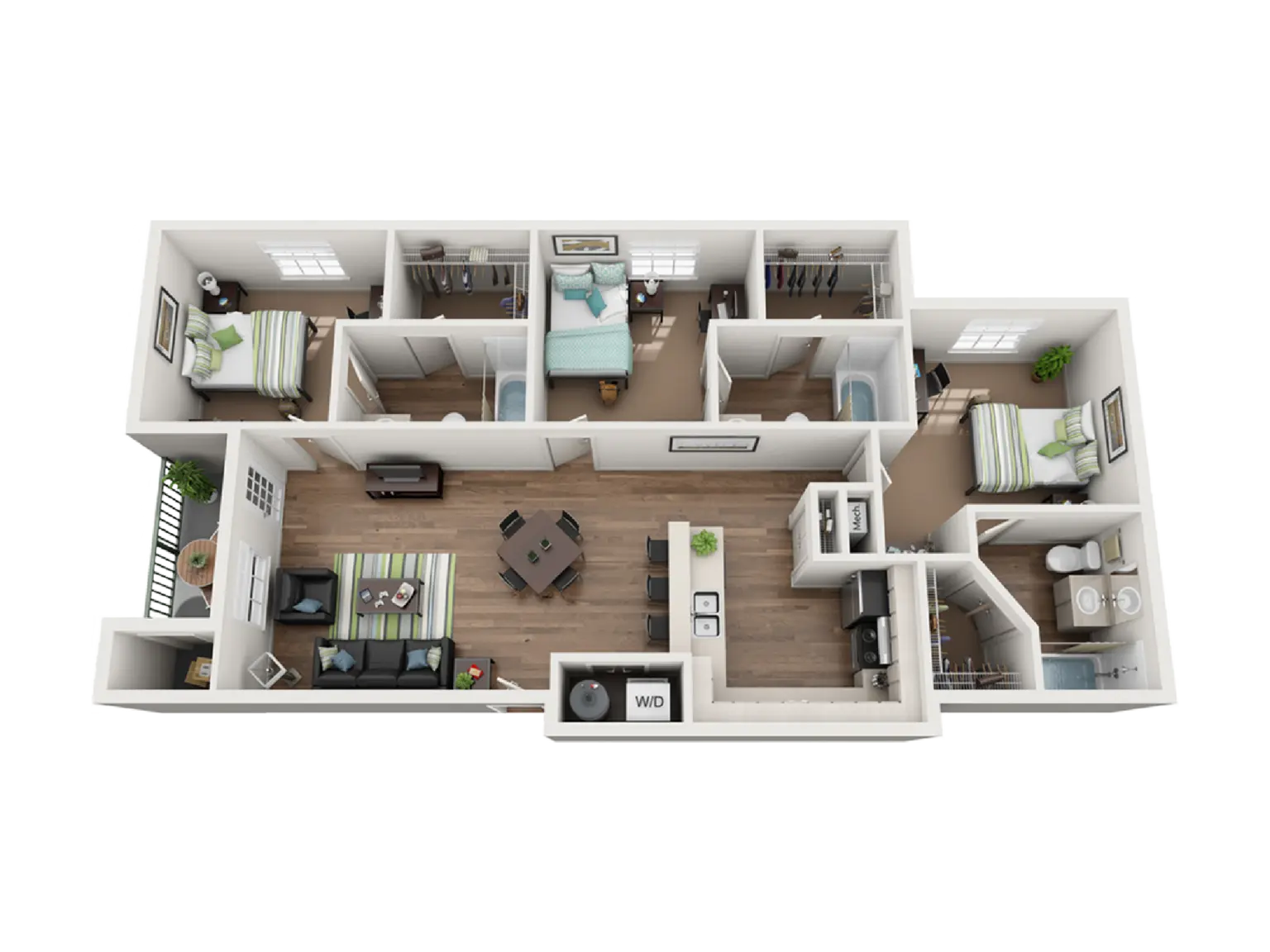 C - 3 Bed / 3 Bath - 1,085 sq. ft - Starting at $690