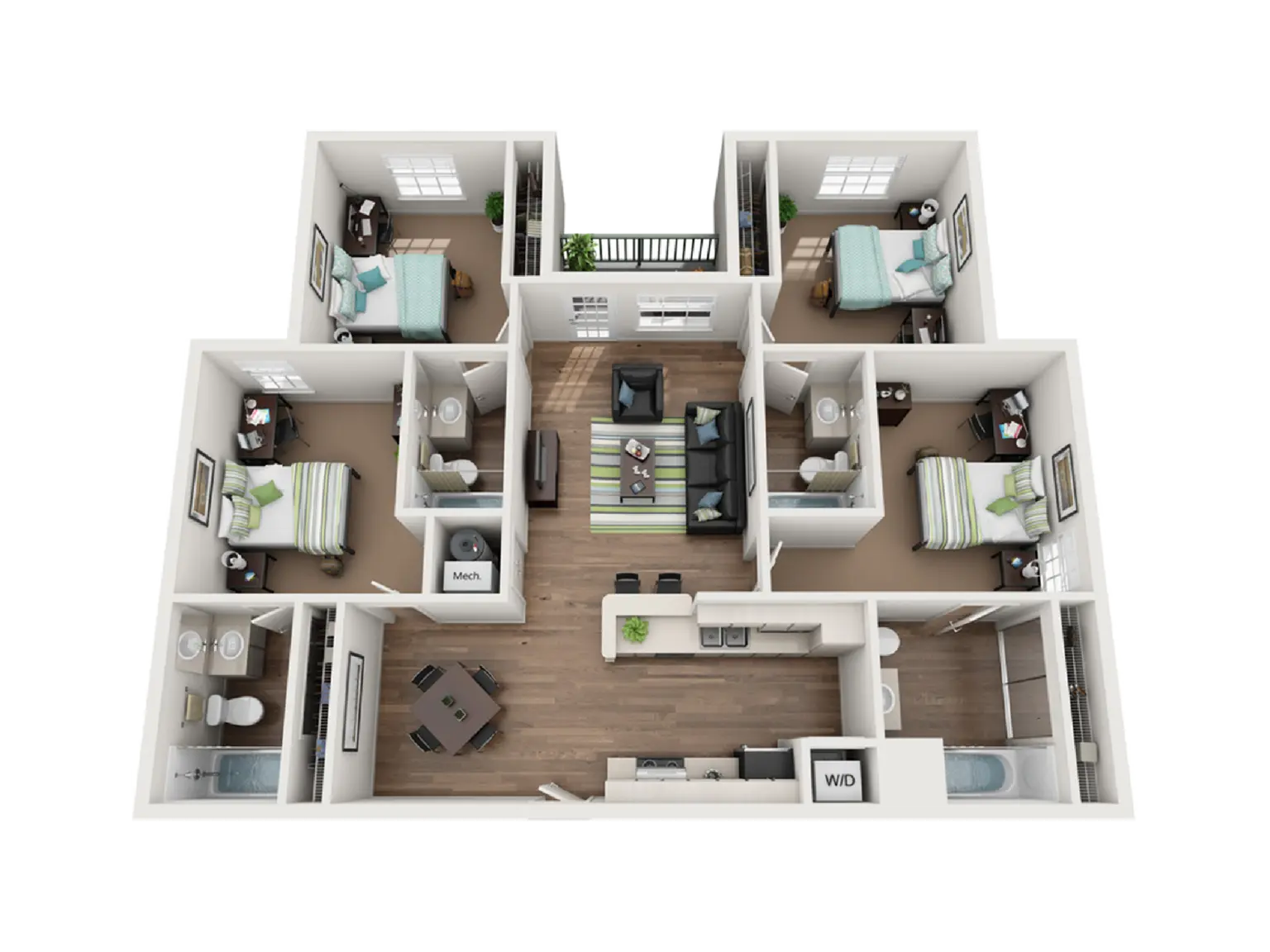 D1 - 4 Bed / 4 Bath - 1,328 sq. ft - Starting at $605