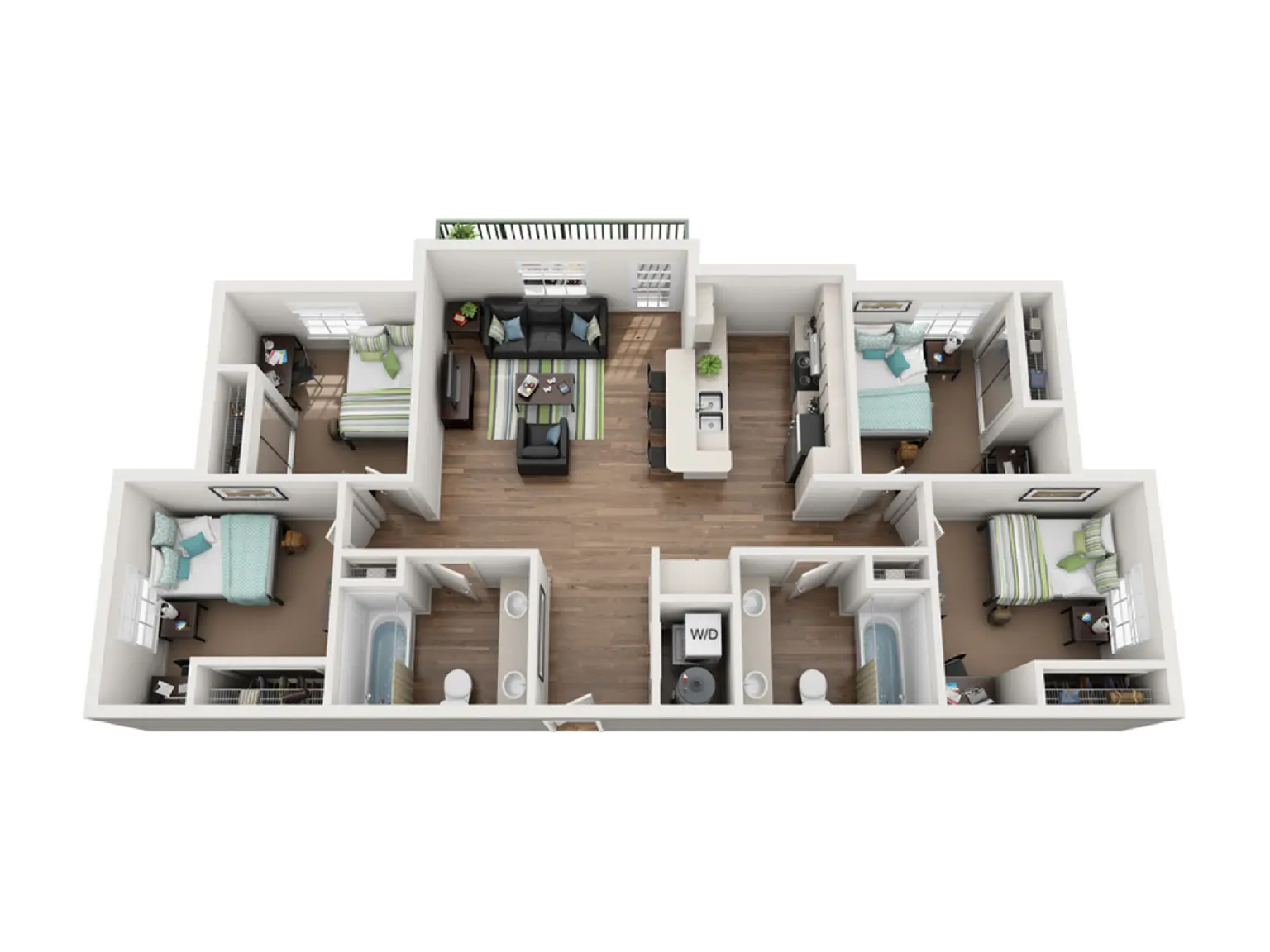 D2 - 4 Bed / 2 Bath - 1,107 sq. ft - Starting at $539